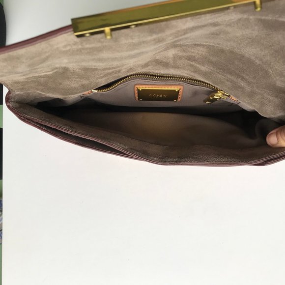 J. Crew Claremont Red & Gold Clutch Handbag - Picture 10 of 11